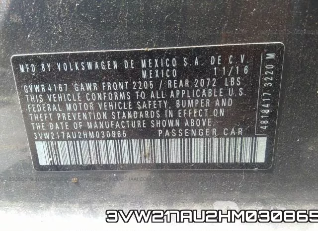 3VW217AU2HM030865