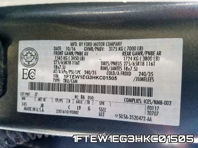 1FTEW1EG3HKC01505