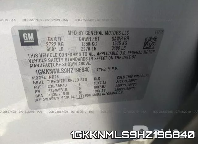 1GKKNMLS9HZ196840