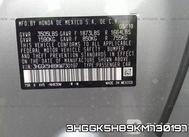 3HGGK5H89KM730197