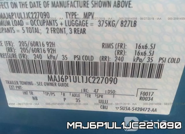 MAJ6P1UL1JC227090