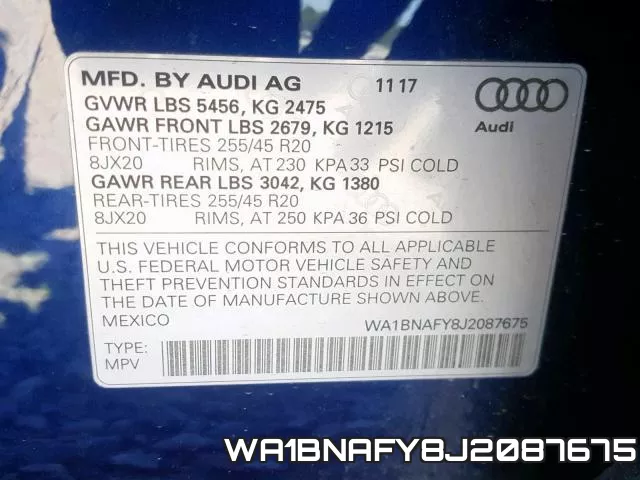 WA1BNAFY8J2087675