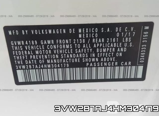 3VW2B7AJ4HM304179