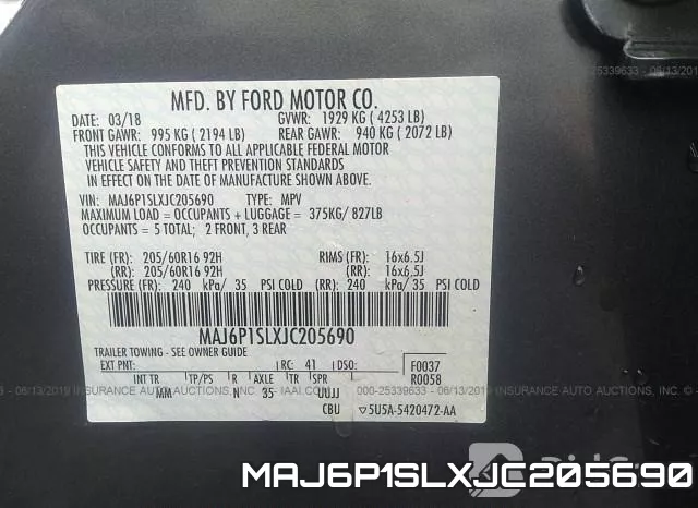 MAJ6P1SLXJC205690