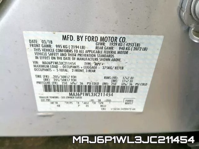 MAJ6P1WL3JC211454