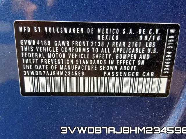 3VWDB7AJ8HM234596