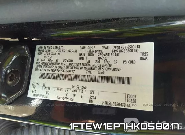 1FTEW1EP7HKD58017