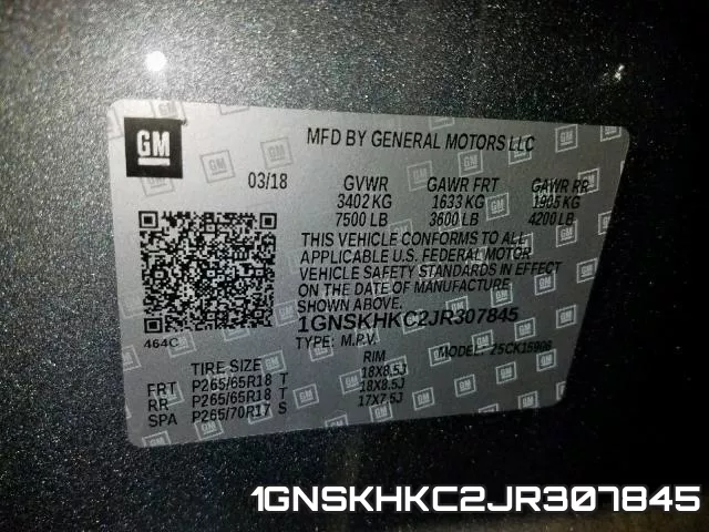 1GNSKHKC2JR307845
