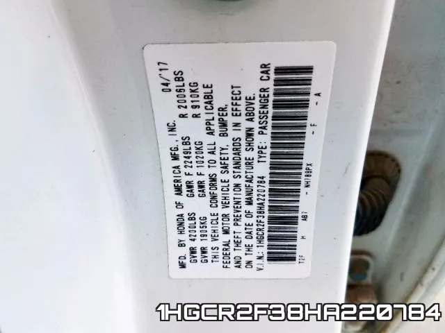 1HGCR2F38HA220784
