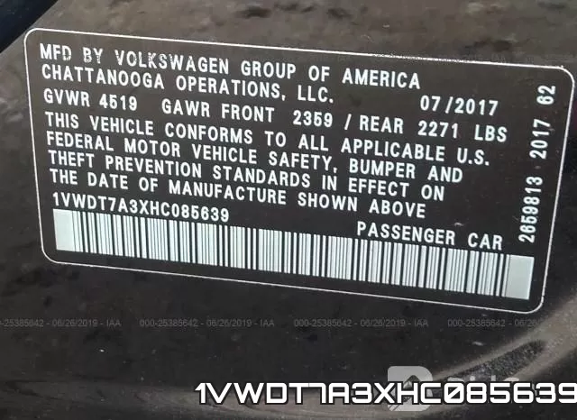 1VWDT7A3XHC085639