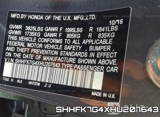SHHFK7G4XHU207643