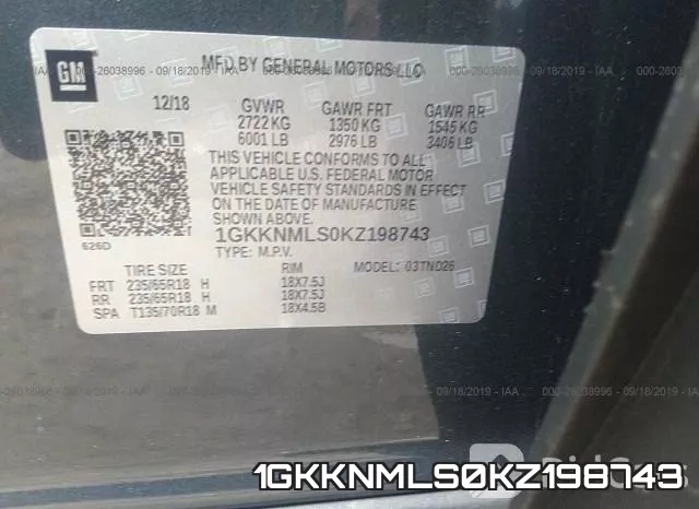1GKKNMLS0KZ198743
