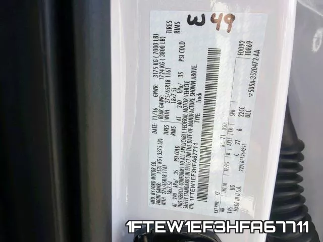 1FTEW1EF3HFA67711
