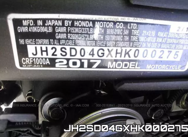 JH2SD04GXHK000275