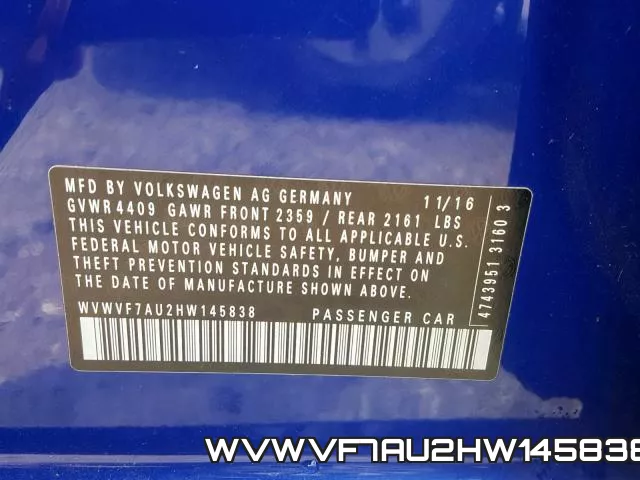 WVWVF7AU2HW145838