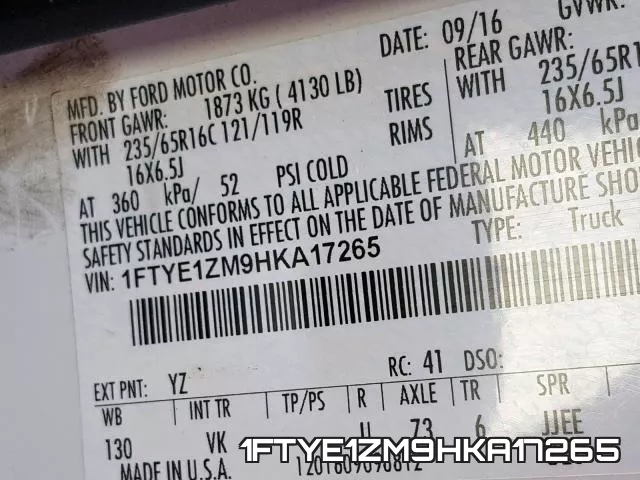 1FTYE1ZM9HKA17265