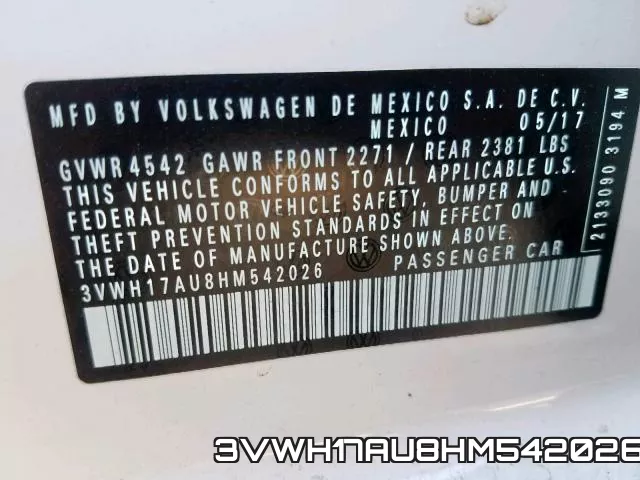 3VWH17AU8HM542026