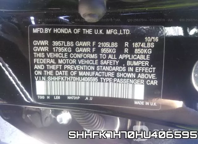 SHHFK7H70HU406595