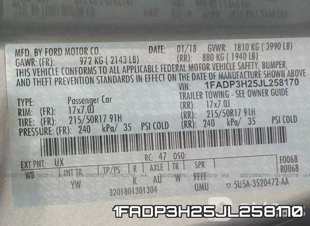 1FADP3H25JL258170