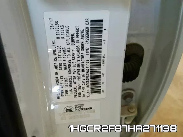 1HGCR2F87HA271138