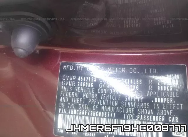 JHMCR6F79HC008777