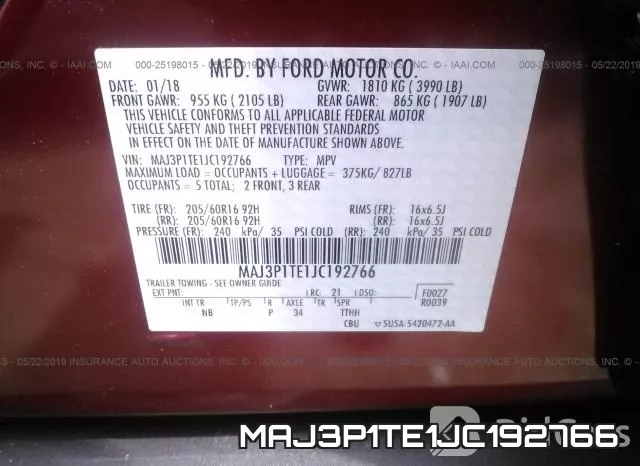MAJ3P1TE1JC192766