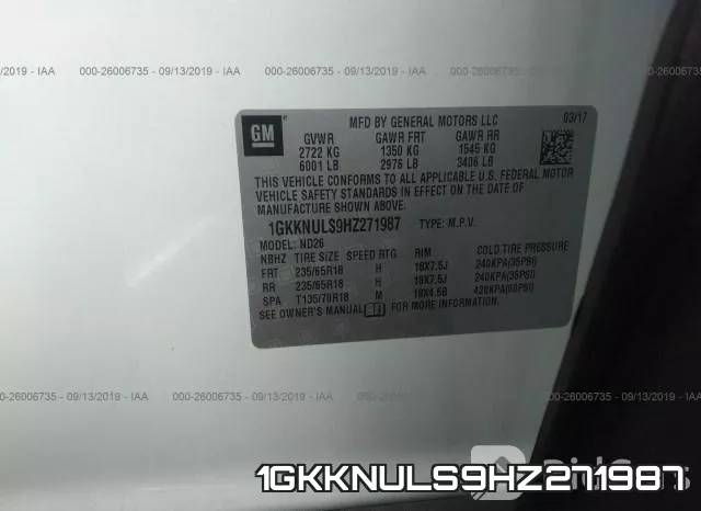 1GKKNULS9HZ271987