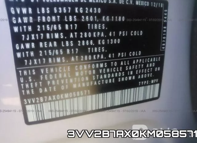 3VV2B7AX0KM058571