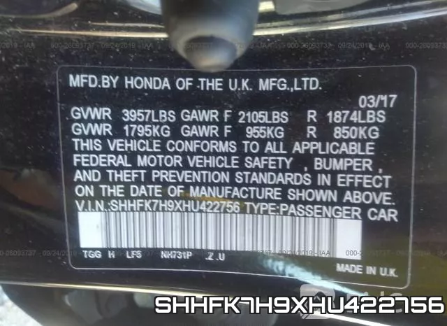SHHFK7H9XHU422756