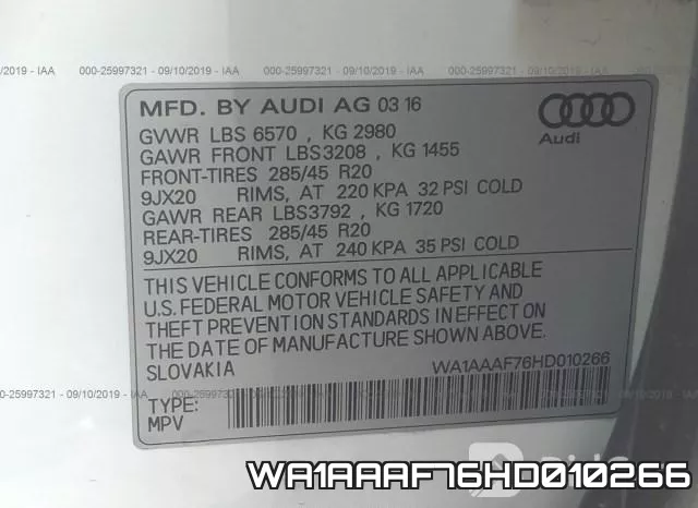 WA1AAAF76HD010266