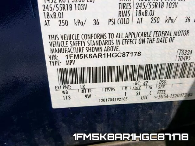 1FM5K8AR1HGC87178