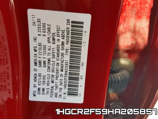 1HGCR2F59HA205857