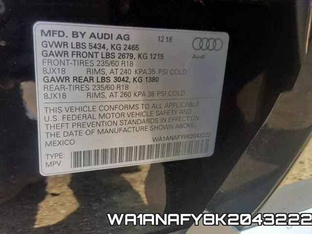 WA1ANAFY8K2043222