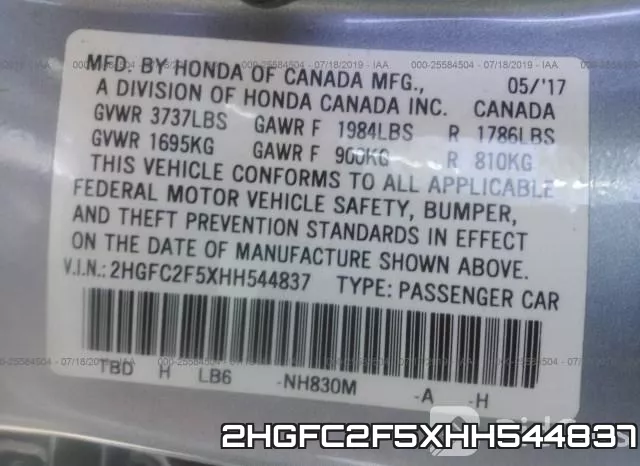2HGFC2F5XHH544837