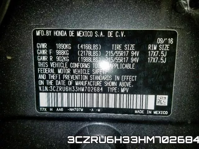 3CZRU6H33HM702684