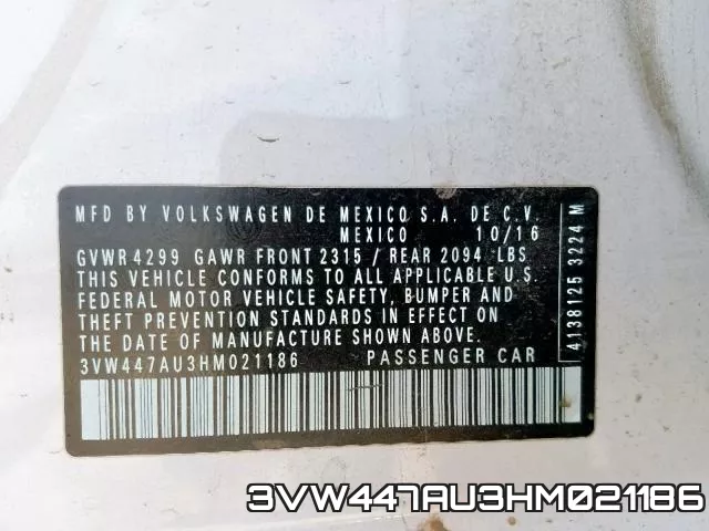 3VW447AU3HM021186