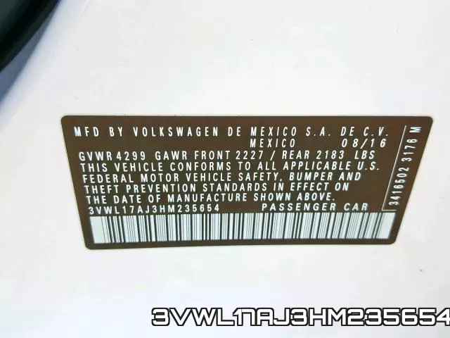 3VWL17AJ3HM235654