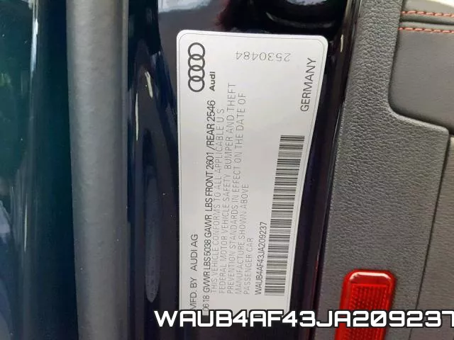 WAUB4AF43JA209237