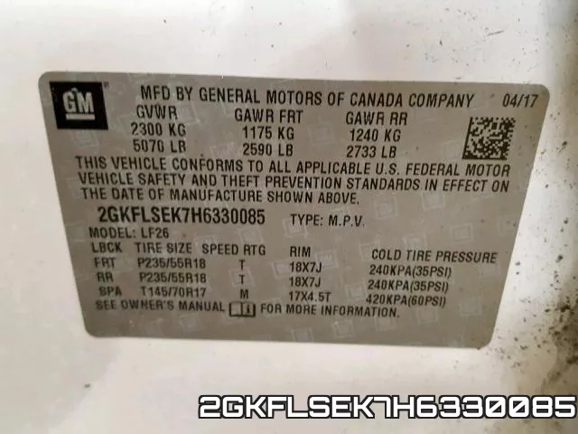 2GKFLSEK7H6330085