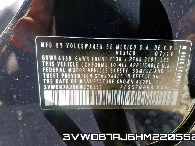 3VWDB7AJ6HM220552