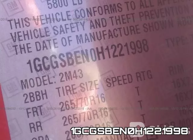 1GCGSBEN0H1221998
