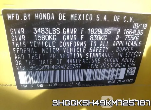 3HGGK5H49KM725787