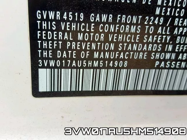 3VW017AU5HM514908
