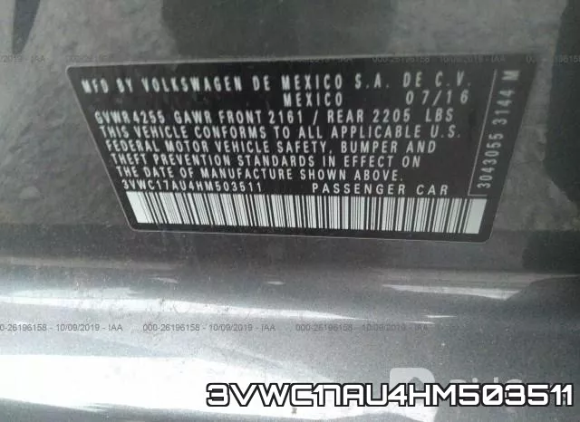 3VWC17AU4HM503511