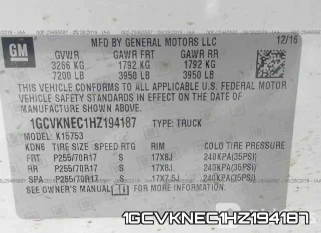 1GCVKNEC1HZ194187
