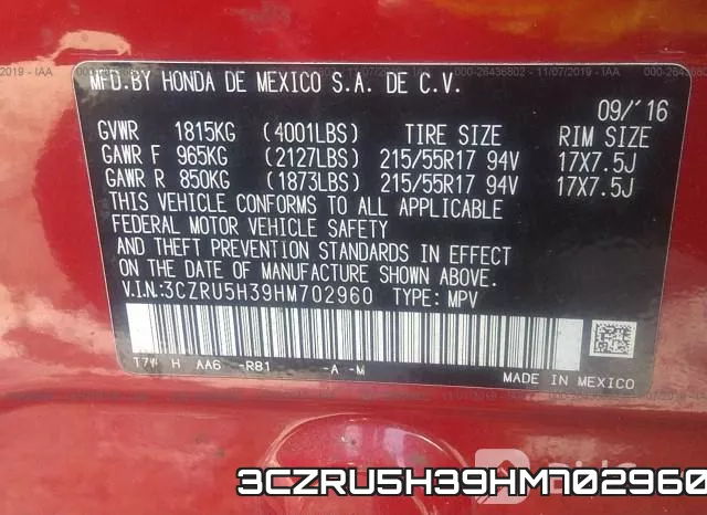3CZRU5H39HM702960
