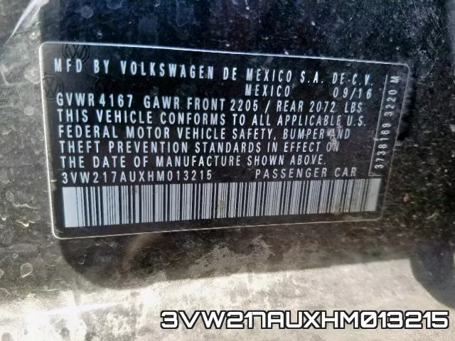 3VW217AUXHM013215