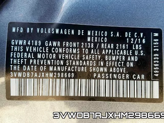 3VWDB7AJXHM298669