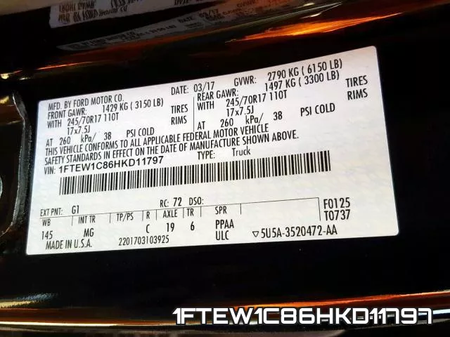 1FTEW1C86HKD11797