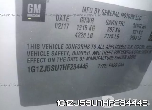 1G1ZJ5SU7HF234445